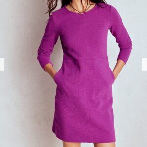Boden Cornelia Ottoman Shift Dress Pockets Size 6P Purple Pink 60s Mod Twiggy